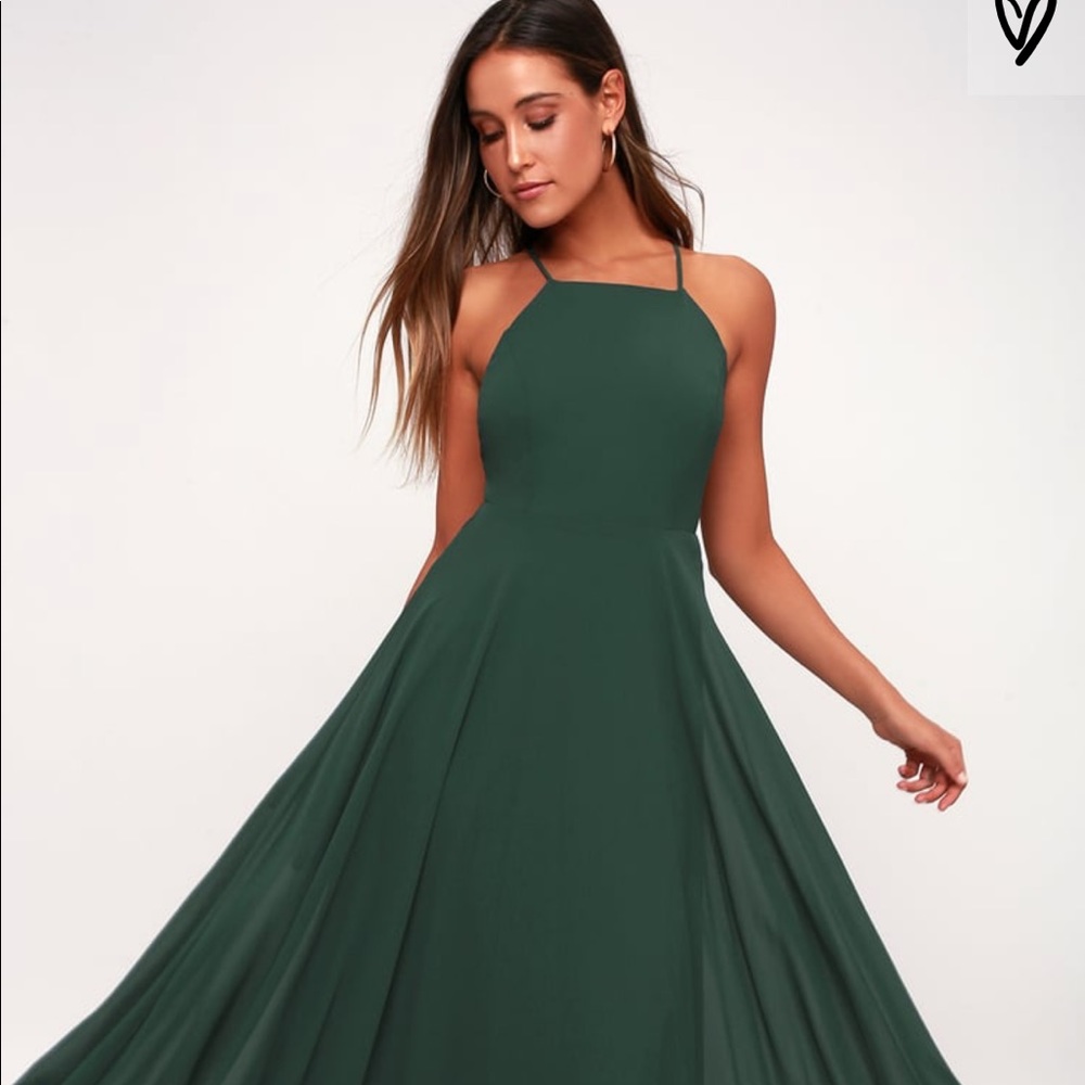 Lulus mythical kind of love dark green maxi dress
